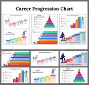 Chart template with various career progression designs, including ladders and stairs, showing stages of professional growth.