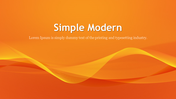 Orange background slide with flowing abstract lines and a title area followed by a placeholder text.