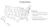 Simple outline map of the United States, highlighting all states with clear borders and a text area.