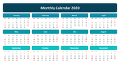 Effective Monthly Calendar 2020 PPT Slide Template