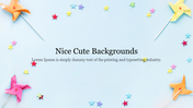 Cute nice background with colorful paper pinwheels and star confetti on a soft blue backdrop.