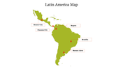 Map of Latin America slide highlighting major cities such as Mexico City, Panama City, Bogota, Brasilia, and Buenos Aires.