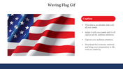 Animated GIF of a waving American flag, representing patriotism and national pride with a text caption.