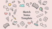 Colorful sketch style icons like books, hearts, and rulers arranged around the title, on a light pink background.