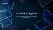 A slide with geometric mathematical shapes and equations on a dark starry blue background and a title text at center.