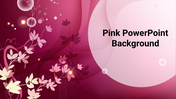 Pink-themed slide background with abstract floral designs and bubbles, featuring a large text area.