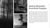 Modern template with three monochrome nature images on the left and text content on the right.