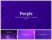 Set of slides with purple abstract backgrounds and quotes, designed for inspirational presentations.