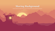 A moving background for Google Slides presentation showcasing a serene sunset with mountains and a watchtower silhouette.