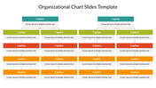 A colorful organizational chart template with multiple caption boxes, structured into different hierarchical levels.