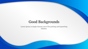 Slide with a smooth wavy gradient blue and white curved background with a title text and caption area at the center.