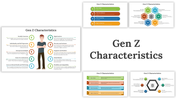 A slide deck highlighting Gen Z characteristics using icons, hexagons, and colorful layouts.