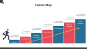 Career ladder chart slide displaying stages from Associate to Vice President, with a man climbing upward to higher positions.