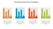 Four vertical bar charts in orange, blue, red, and green on a white background, each with captions below.