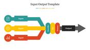 Colorful diagram showing multiple inputs flowing into a process and resulting in an output each represented by icons.