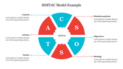 Circular SOSTAC model diagram slide with blue and red colored sections for situation analysis with text captions for each.