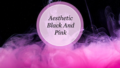 Abstract aesthetic slide with pink smoke swirling against a black background, highlighting a circular banner.