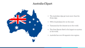 Blue map of Australia with the UK flag overlaid, and text detailing on the right, set against a white backdrop.