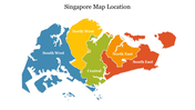 Color-coded map of Singapore slide highlighting different regions: northwest, northeast, central, southwest, and southeast.