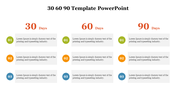 Simple 30 60 90 Template PowerPoint Presentation Slide