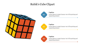 Rubik's Cube clipart image with three caption area on the right side, each with a numbered text block with placeholders.