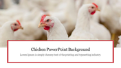 White chickens clustered together with a red text box in a simple and clean layout.