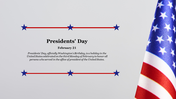 A simple graphic with a white background, a blue banner, and stars, celebrating Presidents' Day.