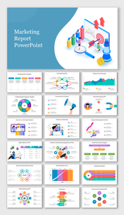 Innovative marketing strategies slides covering various related topics with different layout designs and icons.