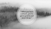 Monochrome misty forest background with a transparent circular frame highlighting the text in the middle.