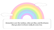 A vibrant pastel rainbow design with soft clouds and an inspiring quote, perfect for uplifting presentations.