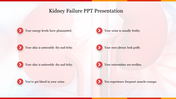 Kidney failure symptoms in a bulleted list format with a picture of blurred background of kidney image.