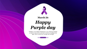 A purple themed PowerPoint slide, with a ribbon and text celebrating epilepsy awareness on March 26.