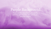 Collection of purple-themed slides featuring elegant purple gradients and text about the symbolism of the color purple.