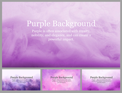 Collection of purple-themed slides featuring elegant purple gradients and text about the symbolism of the color purple.