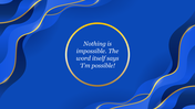 Elegant blue and gold background slide with a motivational quote in the center.