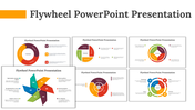 A pack of preview flywheel slides featuring various circular and segmented diagrams in different colors with placeholders.