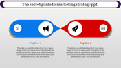 Two part diagram with icons for marketing strategy and captions.