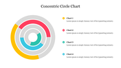 Circular chart with four layers of colored concentric segments, each corresponding to labeled areas with placeholder text.