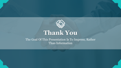 PowerPoint closing slide with a Thank You heading, featuring a background image of a professional handshake in muted blue.