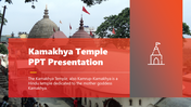 Kamakhya Temple themed slide, featuring temple photograph, red gradient, and icon on the right.