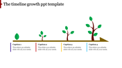 A timeline growth template showing the stages of plant growth with four captions illustrating key milestones.