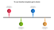 Four-year timeline slide from 2016 to 2019, featuring color-coded milestones for presenting chronological data.