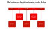 Amazing Timeline Design PowerPoint In Red Color Slide