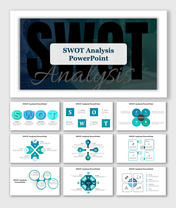 SWOT Analysis slides highlight strengths, weaknesses, opportunities, and threats with different layout designs with icons.