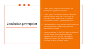 Slide features a bold orange sidebar with bullet points and a minimalist border design framing the conclusion title.