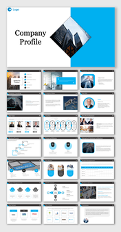 Blue Color Company Profile Presentation And Google Slides