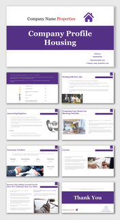 Purple Color Company Profile Presentation And Google Slides