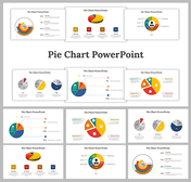 Multi-color pie chart slide deck showing data segments in various shades, each section labelled for visual comparison.