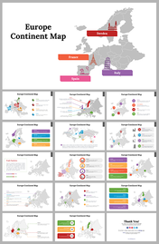 Europe Continent Map PowerPoint And Google Slides 