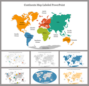 Continents Map Labeled PowerPoint and Google Slides Themes